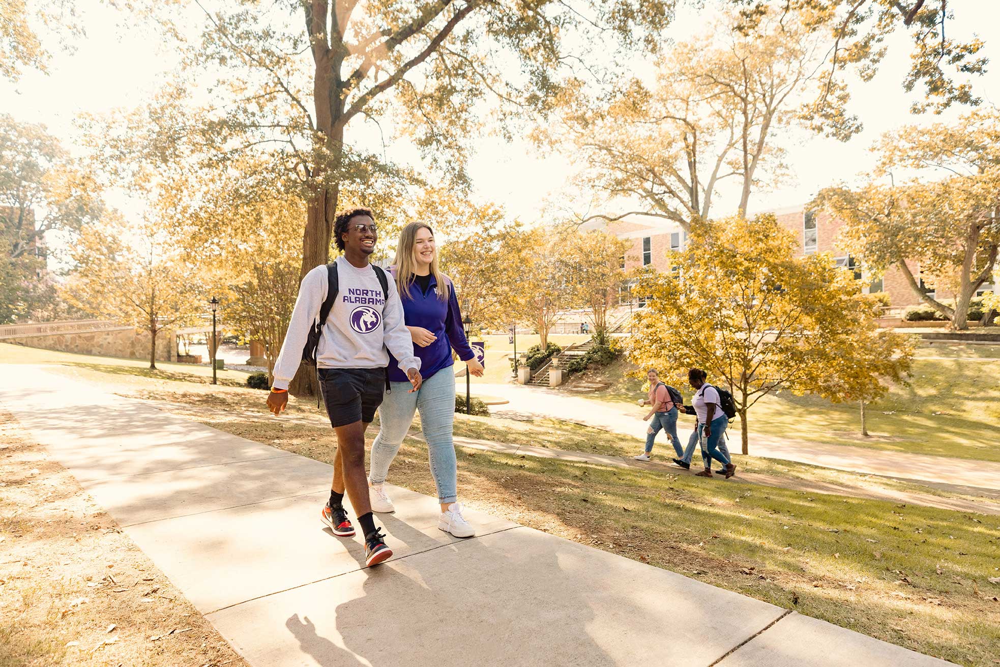 Person walking through campus