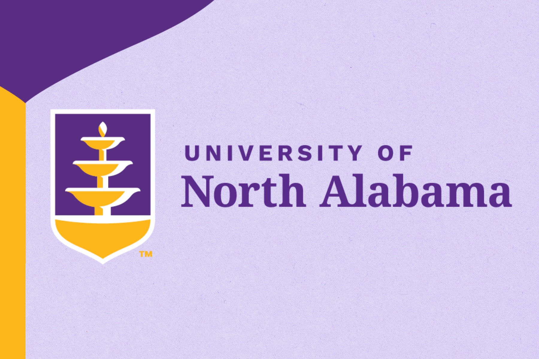 UNA fountain shield logo displaying "University of North Alabama" to the right of the shield on two lines.